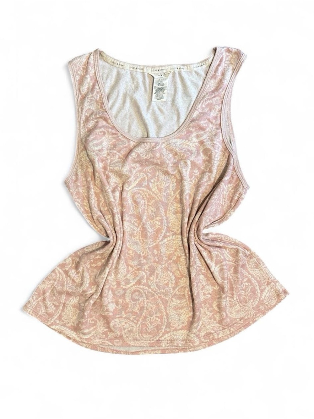 Women’s Lucky Brand Pink and Cream Paisley Soft Tank Top Size XL